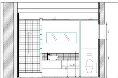 Plan de coupe de la salle de bains