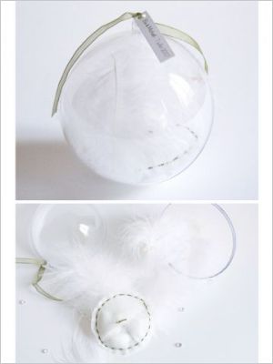 Boule plume mariage C�t� Blanc