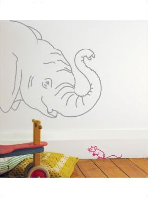 Sticker mural g�ant �l�phant souris