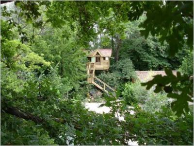 Cabane au milieu des feuillages