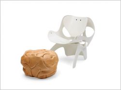 fauteuil crâne et pouf cerveau