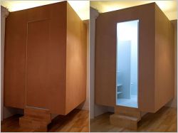 Une salle de bains dans un cube en l�vitation