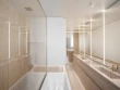 La salle de bain et sa double vasque de plus de trois mètres de long 