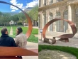 Un double banc-sculpture dans les jardins de l'H&ocirc;tel de Rohan