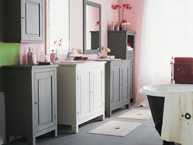 Ensemble D Accessoires De Salle De Bains En Ceramique Et Bambou