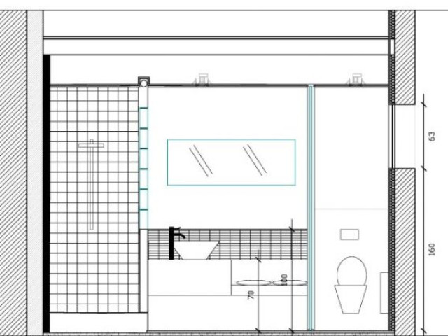 Plan de coupe de la salle de bains