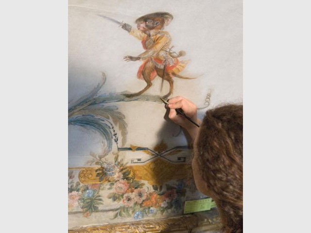 Restauration des décors peints - Décor Grande Singerie Chantilly