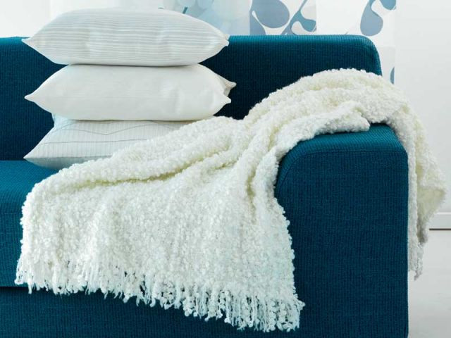 Plaid Fauteuil Doux et Léger Plaid Tricot Blanc Hansleep Plaid Jeté de Canapé à Gaufre Blanket 130x150 cm Couverture Tricotée avec Frange
