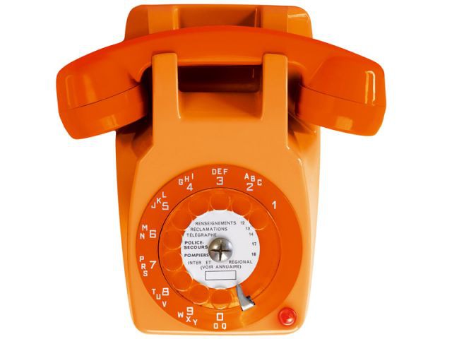 Téléphone trompe l'oeil - Objet vintage orange