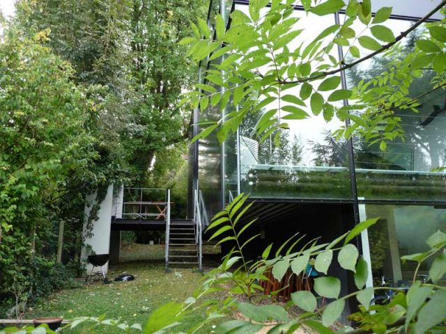 Jardin - Maison d'architecte verre et métal