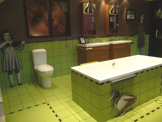 Un vert acidulé pour un effet rafraîchissant - Salle de bains