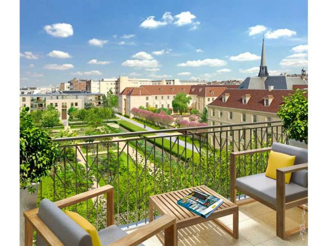 Vue sur le Jardin du Potager depuis le 71 rue Vaneau - Projet anciens batiments hopital laennec 