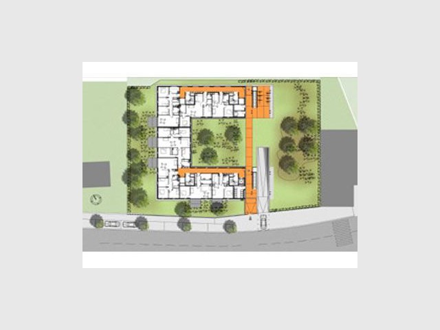 Plan masse articulé autour d'un espace vert - logement bondy 