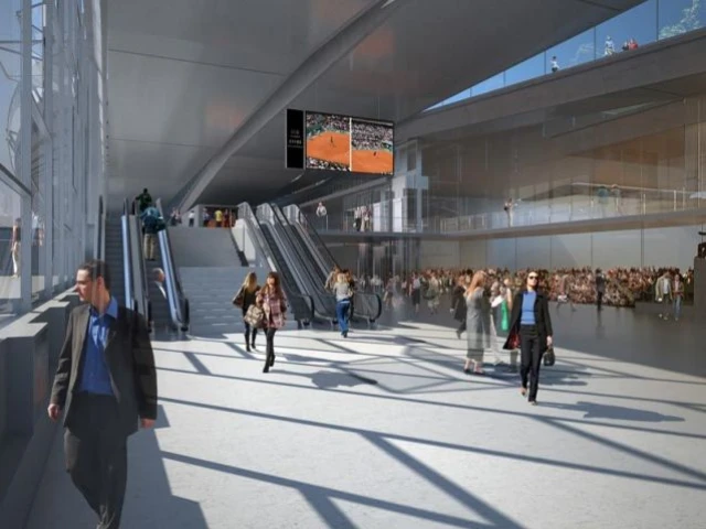 Vue du hall du court central - Roland Garros