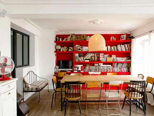 Mur bibliothèque - Rénovation appartement paris