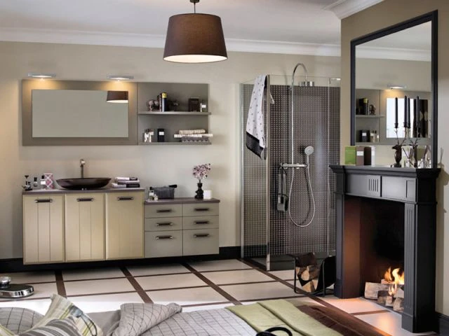 Et pourquoi pas une cheminée dans la salle de bains ? - Chauffage salle de bains