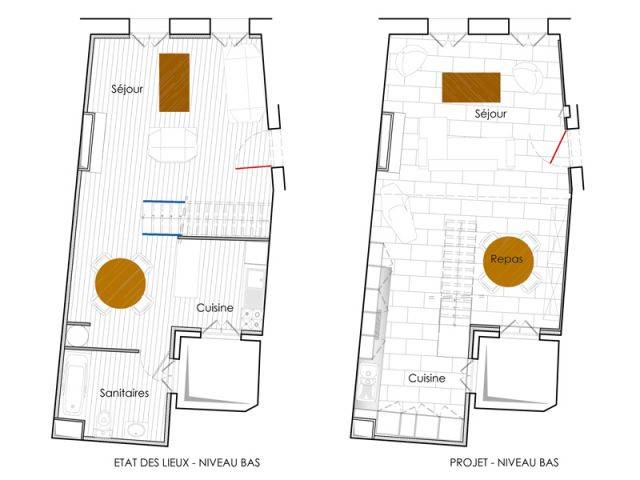 Les plans de l'étage du bas - Reportage duplex Montpellier