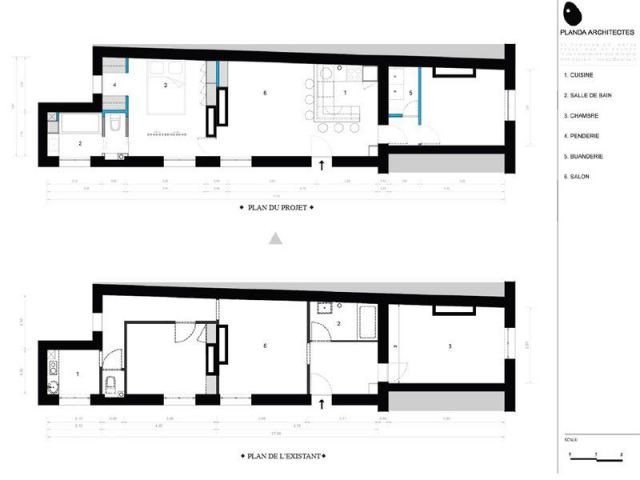 plan appartement en enfilade