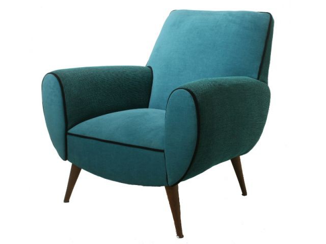 Un salon très fifties avec un fauteuil turquoise - Sélection fauteuils