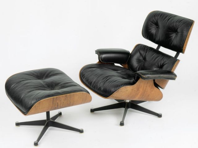 Fauteuil Lounge Chair and Ottoman (Charles et Ray Eames) - Pièces - exposition "Histoire des formes de demain" Saint-Etienne