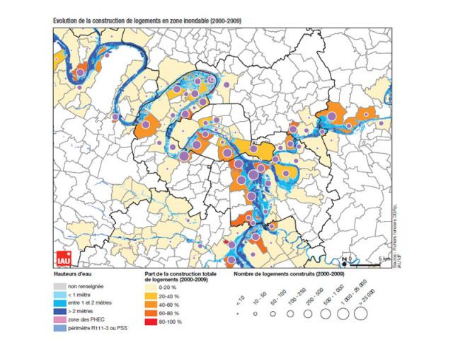 De plus en plus en de logements en zone inondable - Grande crue centennale - étude IDF par IAU