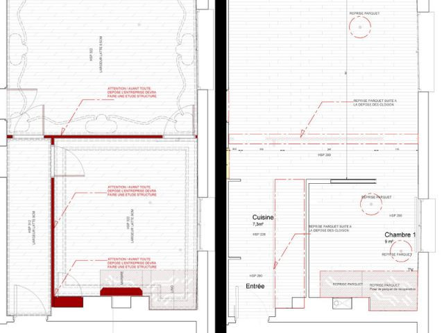 Déplacer une cloison pour gagner sur la future chambre - Rénovation d'un T3 en T4