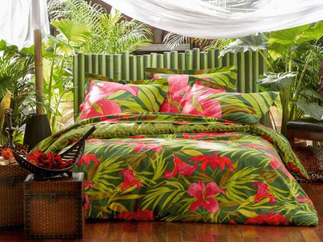 Linge de lit décor végétal tropical - BECQUET CRÉATION