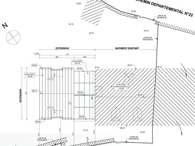 Plan de masse - Maison extension cuivre