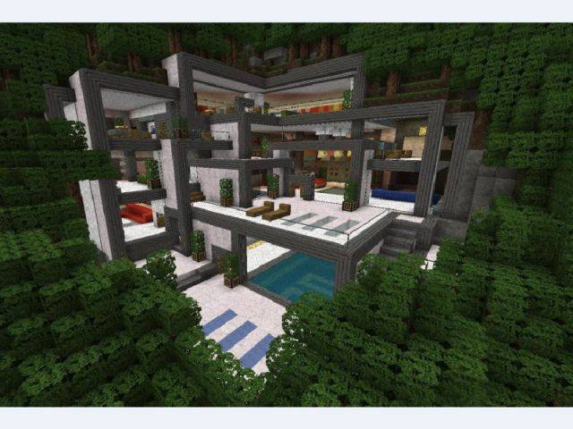 Modern Hillside house - Minecraft, le jeu vidéo de construction