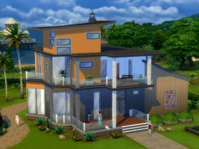 Les Sims 4 : une maison aux nombreuses vitres - Maison conçue dans le jeu Les Sims 4