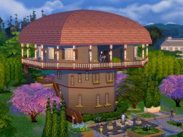 Les Sims 4 : une maison champignon au toit arrondi - Maison conçue dans le jeu Les Sims 4