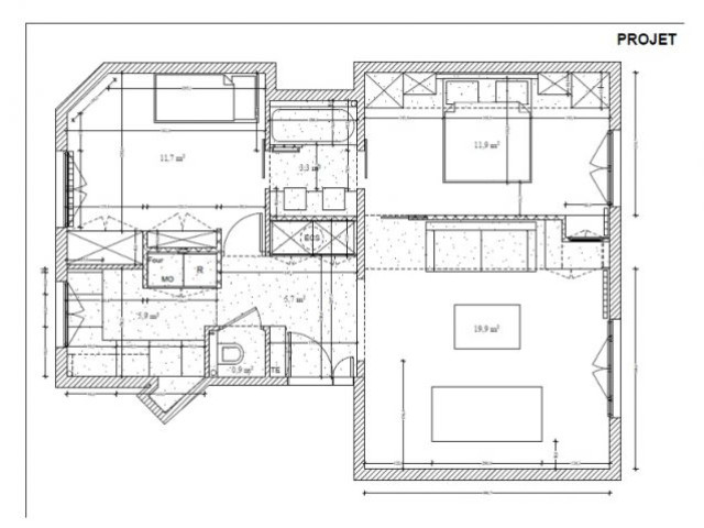 Fiche technique - Une salle de bains dynamise un appartement mal agencé