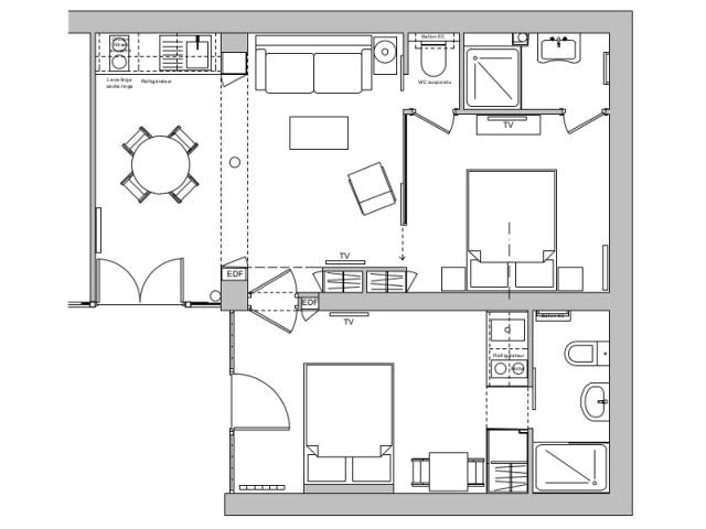 Après : Deux petits appartements pratiques et communicants - Deux-pièces et studio communicants