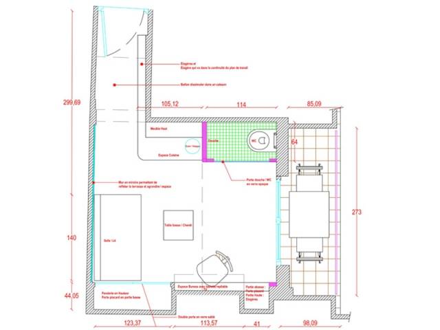 Une implantation initiale conservée - Rénovation studio