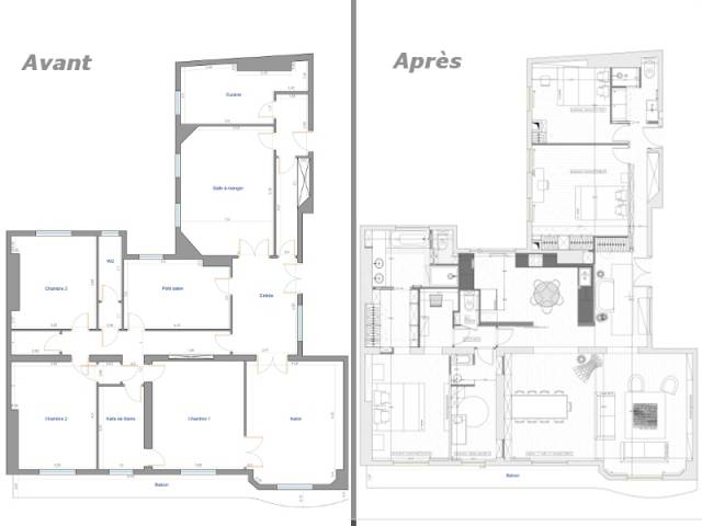 Une redistribution totale des pièces de l'appartement - Restructuration complète d'un appartement familial à Paris