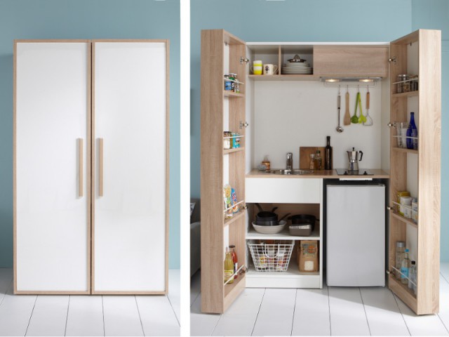 Opter pour une cuisine ultra compacte qui tient dans une armoire - Aménager une cuisine dans 6 m2
