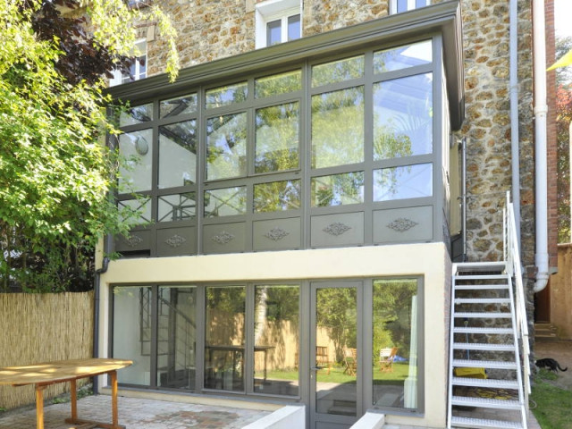 Extension véranda d'une maison meulière