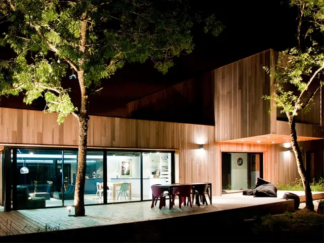 Des arbres intégrés à la structure de la maison - Une maison construite entre les arbres