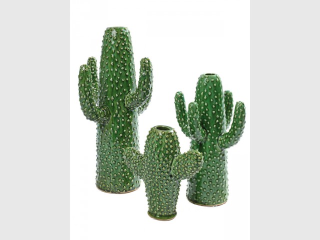 Des vases cactus pour un salon façon désert - La tendance Floride envahit les intérieurs