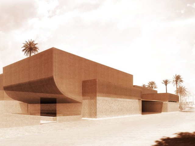 Musée Yves Saint Laurent à Marrakech, façade est, entrée du musée 
