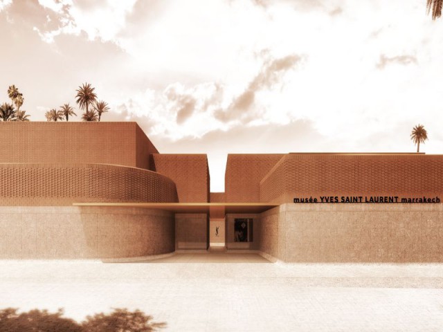 Musée Yves Saint Laurent à Marrakech, façade est, entrée du musée