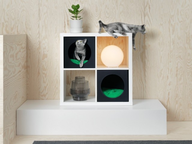 Lurvig Maison pour chat avec coussin, dans un meuble Kallax, 10,98 &euro;