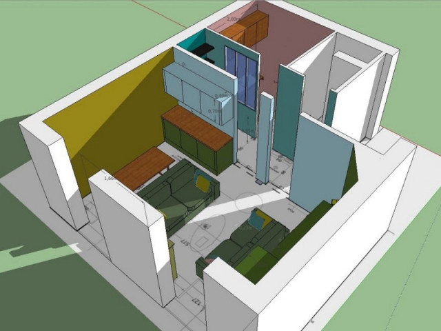 Schéma 3D de l'appartement Plume de paon