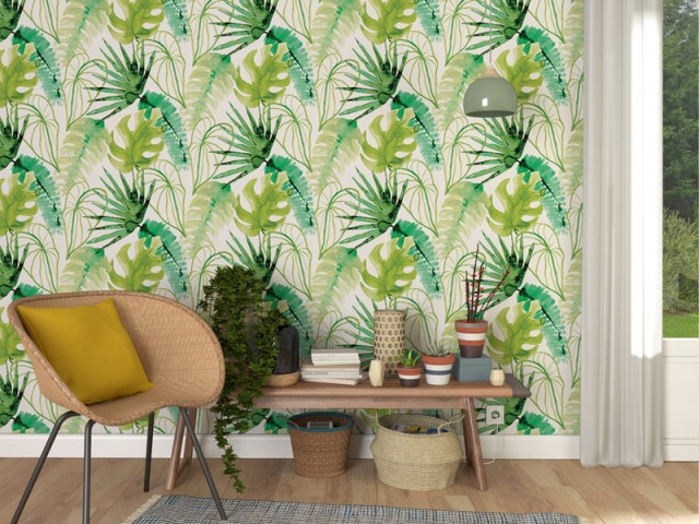 Un papier peint façon mur végétal pour un intérieur green