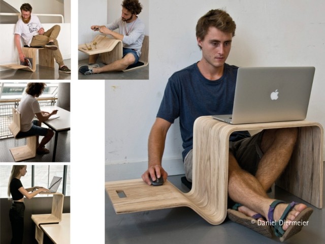 Projet "Chair PF" : une chaise se transforme en un tabouret ou une table