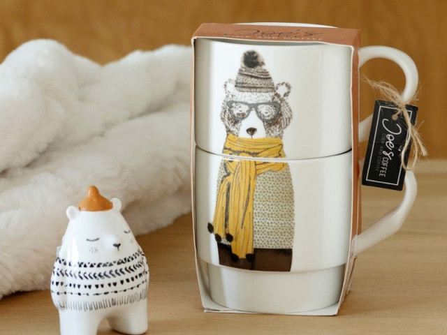 Coffret de 2 mugs en porcelaine imprimé ours, 8,99 &euro;