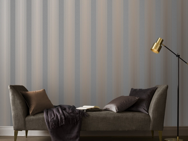 Papier Peint Lagom Stripe Gris & Rose Doré, Graham & Brown, prix : 70 &euro;