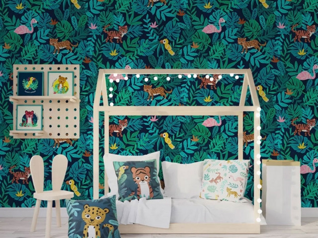 Papier intissé Jungle Kids by Emmanuelle Rivassoux, 4 Murs, prix : 16,95 &euro; le rouleau