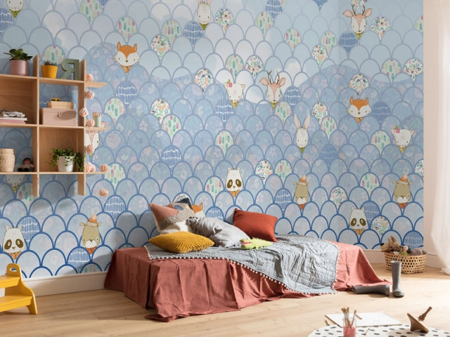 Papier peint chambre enfant douces biches - Muralconcept