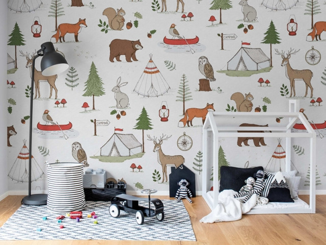 Papier peint Camping Trip, Rebel Walls, prix : 45 &euro;/m2